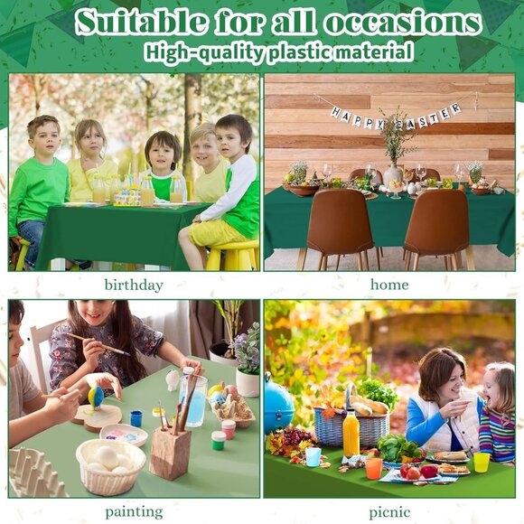 Bright 12 Pcs Green Series Plastic Table Covers - Ideal for Celebrations - Picture 7 of 7